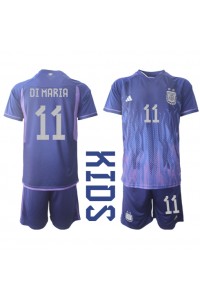 Argentina Angel Di Maria #11 Babyklær Borte Fotballdrakt til barn VM 2022 Korte ermer (+ Korte bukser)